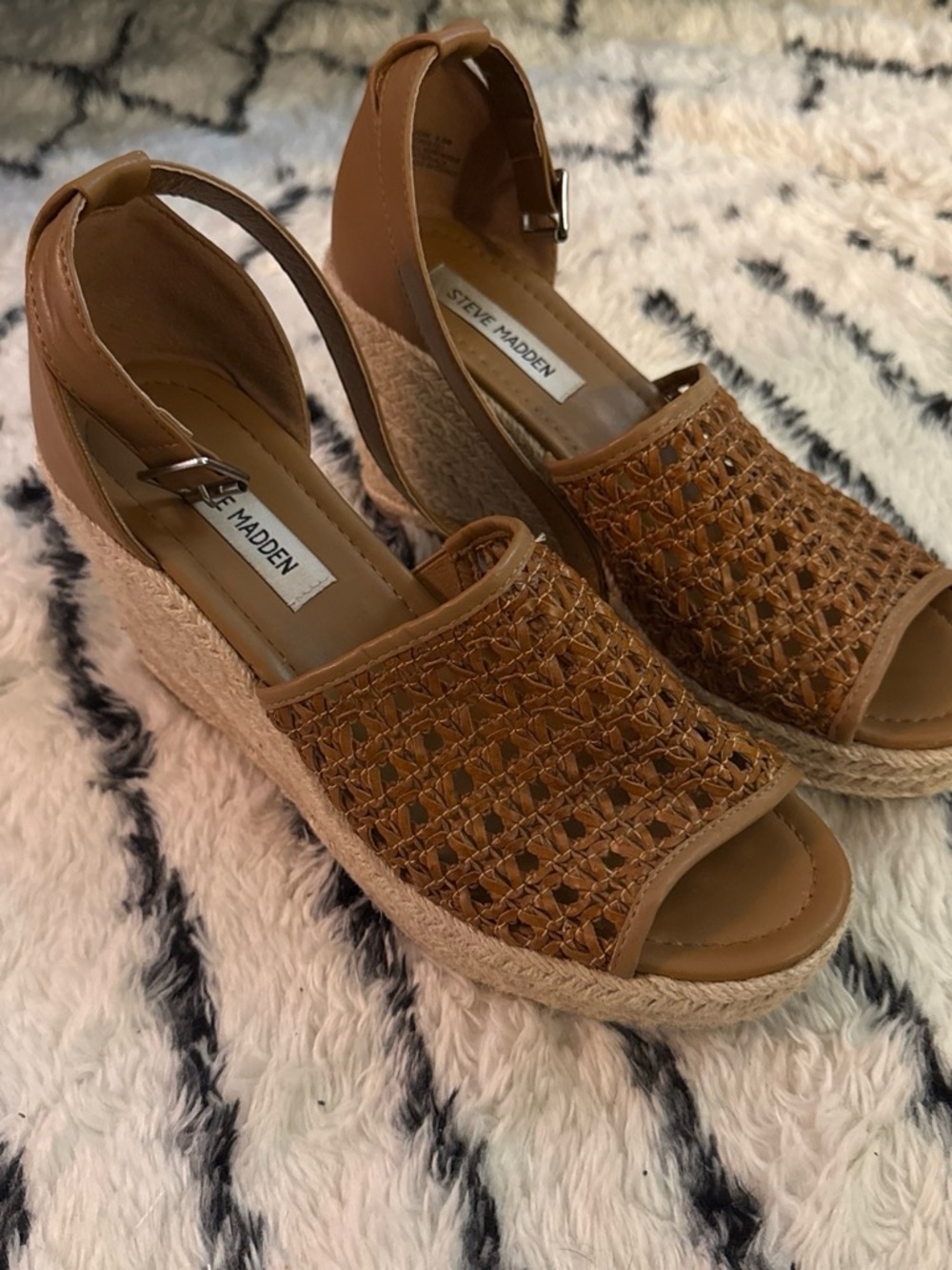 Steve Madden Brown Woven Espadrille Wedge Sandals